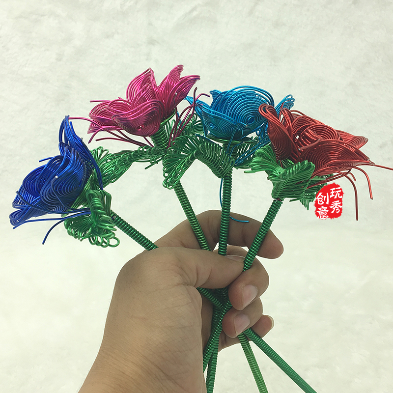 【小玫瑰】diy手工模型彩色工艺铝丝工艺品创意家居摆件特色礼物