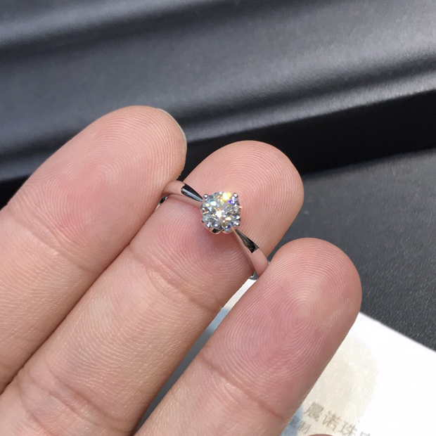 晨诺珠宝 18k白金钻戒 4爪钻戒经典款 钻戒 简约款钻戒定制 女戒