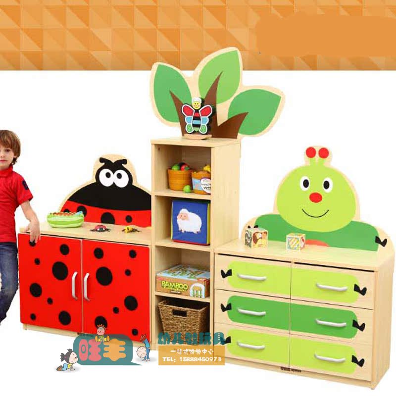 推荐 幼儿园区角主题花园系统储物柜瓢虫蜗牛立式4格柜单层抽屉柜