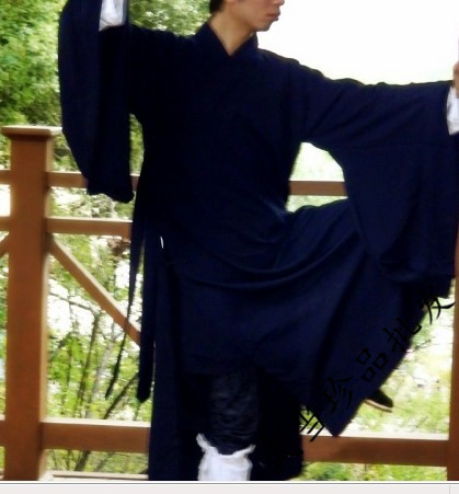 武当道袍道士服装长衫长袍 得罗法衣法器道装对襟斜襟道袍道鞋