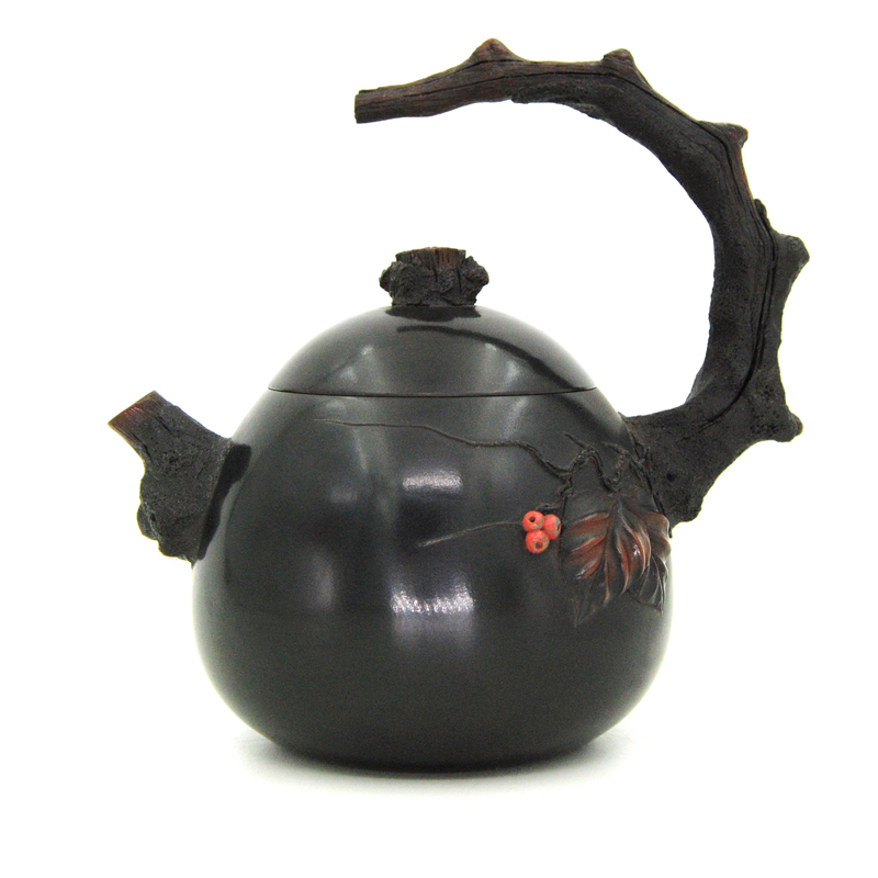 建水紫陶花货名家肖春魁浪鬼全手工精品紫陶龙蛋探春壶 茶具茶壶