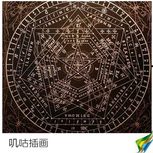 宗教几何纹样 六芒星阵图案 神秘插画背景服装设计贴图参考图样