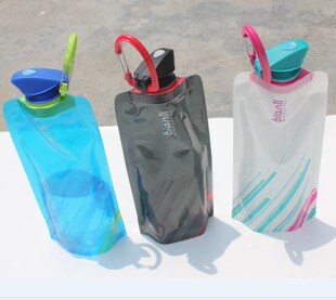 水壶 运动水袋(实测600ml 新款大开口翻盖式直饮水袋环保可折叠水壶
