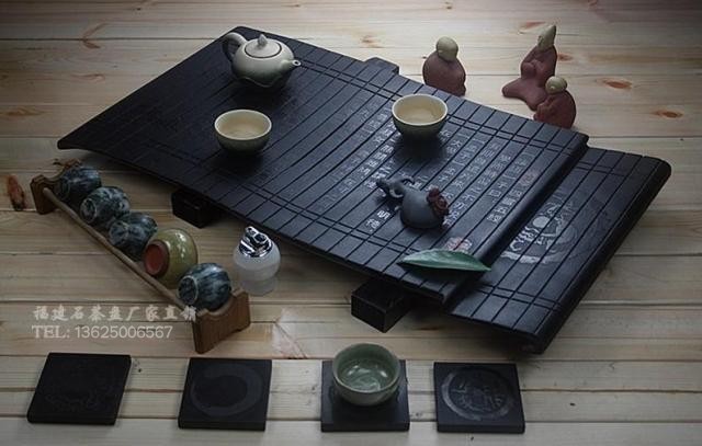 福建正品天然整块乌金石石茶盘茶海石 古书质茶具 厂家直销 包邮