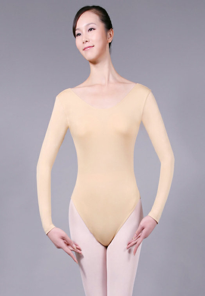 销体操 体操服 长袖 练功服成人芭蕾舞连体服 肉