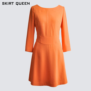 淘宝特卖 女装/女士精品 连衣裙 > queen裙皇公主桔色圆领九分袖女