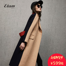 艾格 Etam 冬季时尚百搭拼接长款大衣女16013430174图片