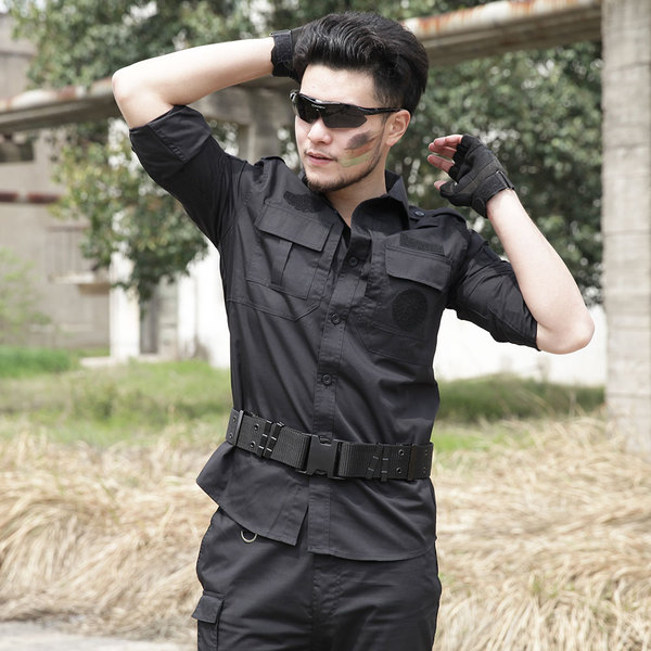 热销户外服装 户外黑色保安作训服迷彩服夏装