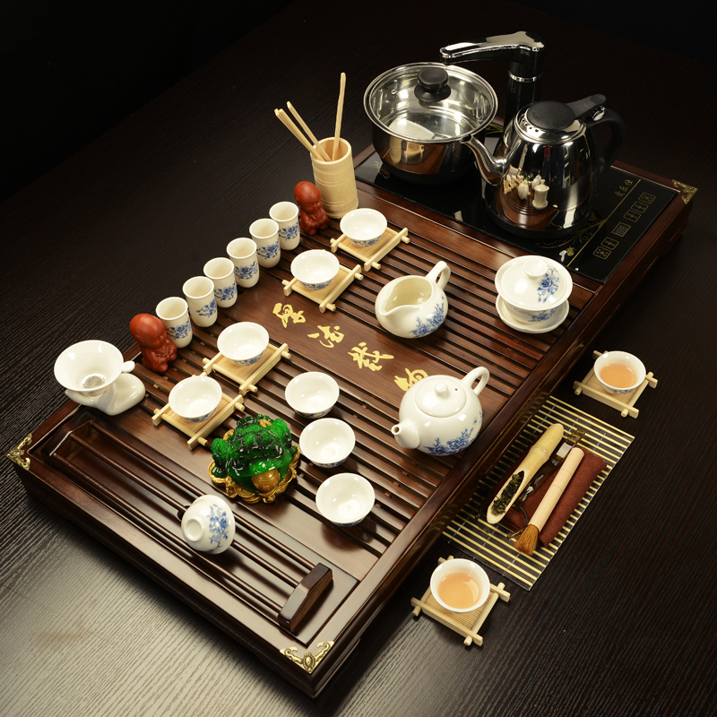 宗棠紫砂茶具套装整套茶具电磁炉四合一实木茶盘特价功夫茶具茶台