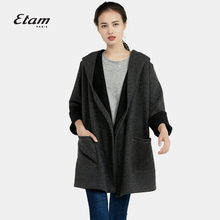 艾格 Etam  冬季中长款纯色连帽大衣毛呢外套女160121291图片