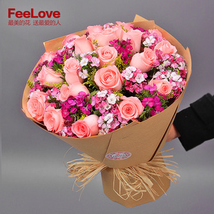 青岛鲜花优质红玫瑰花束送爱人生日祝福51支99支同城派送市区包邮