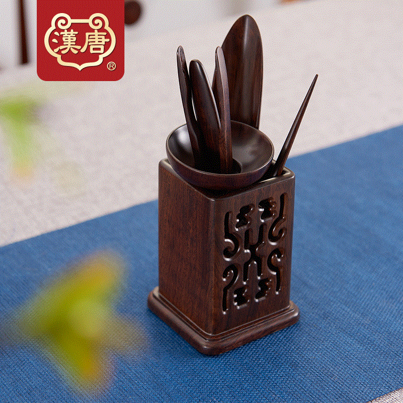 汉唐茶道六君子 实木茶具整套摆件 茶盘配件茶艺组 功夫茶具套装