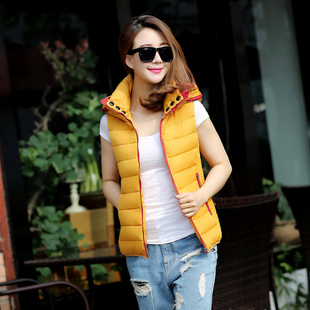 <em>2015秋冬</em>羽绒<em>棉马甲女</em>修身<em>新款</em>外套短款马夹