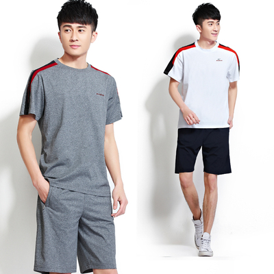 中年夏季男士纯棉加大码运动服套装中老年夏款