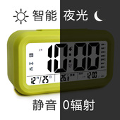 传光创意静音音乐儿童聪明钟学生床头简约时钟表夜光灯电子小闹钟