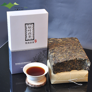 黑茶贵州一天一叶茶叶金花茯砖茶特级原叶900g砖茶纯天然原料野生