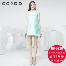 纯色无袖 拼接连衣裙 甜美学院A字裙 专柜正品 新款 CCDD2016夏装