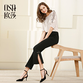 女装 B52031 黑色开叉微喇裤 新款 ⑩OSA欧莎2017夏装