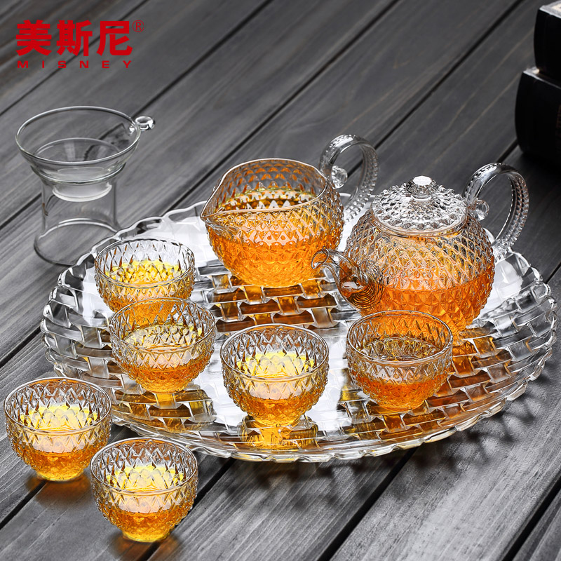 美斯尼 茶具耐高温茶壶高尔夫玻璃套装茶壶过滤整套玻璃茶具套装