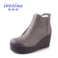 佰诗奴女鞋2016秋冬款真皮绒里内增高平底休