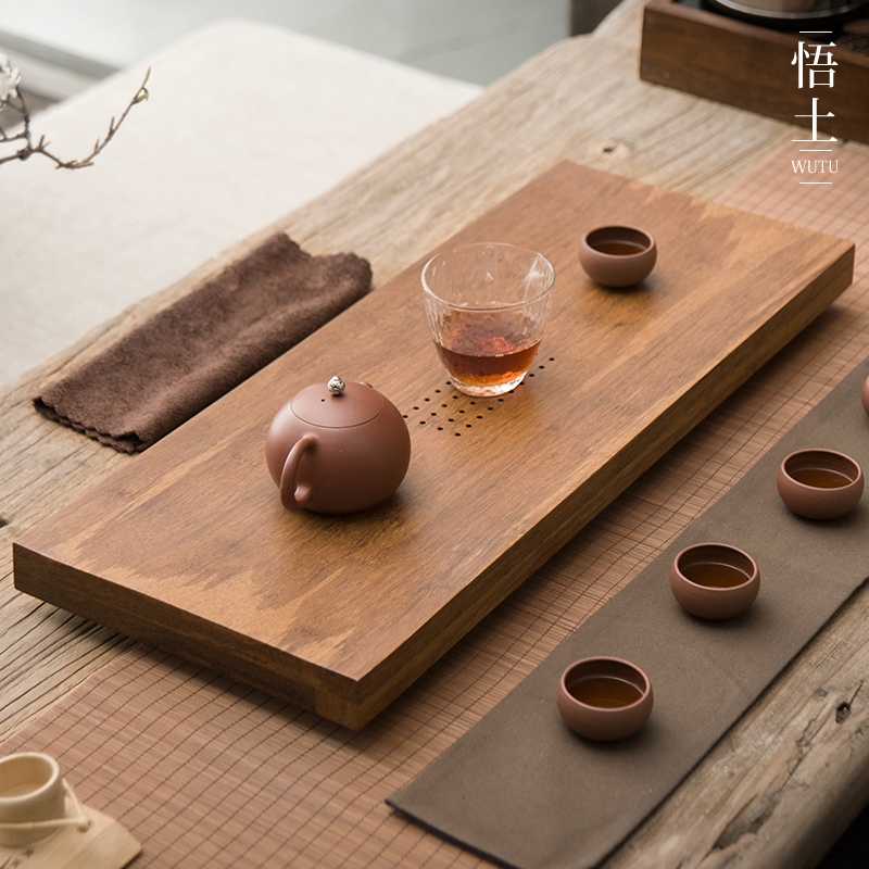 悟土茶盘茶具抽屉储水式竹制功夫茶盘大号竹茶海日式复古茶台特价