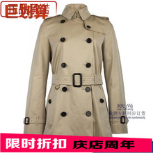 博柏利女士短款风衣BURBERRY英国正品双排扣收腰外套39005501蜜色