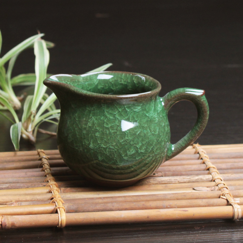 瓷牌茗台湾开片冰裂公道杯陶瓷功夫茶具茶海分茶器公杯匀杯孔雀绿