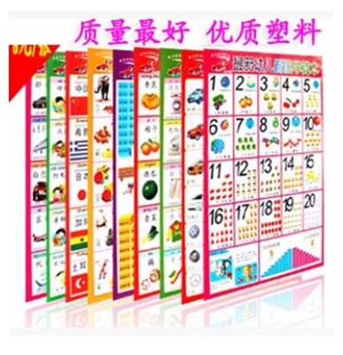 包邮宝宝识字无声挂图单面儿童幼儿认知启蒙早