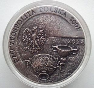 波兰2001年 琥珀之路 仿古镶嵌银币