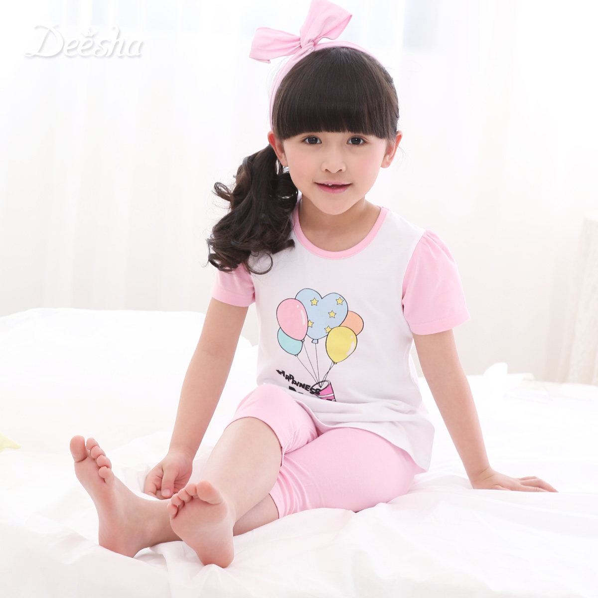 笛莎童装女童家居服套装夏2016夏季新款儿童