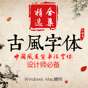 ps中英文字体包 毛笔艺术中文广告设计素材美工mac字体库大全下载
