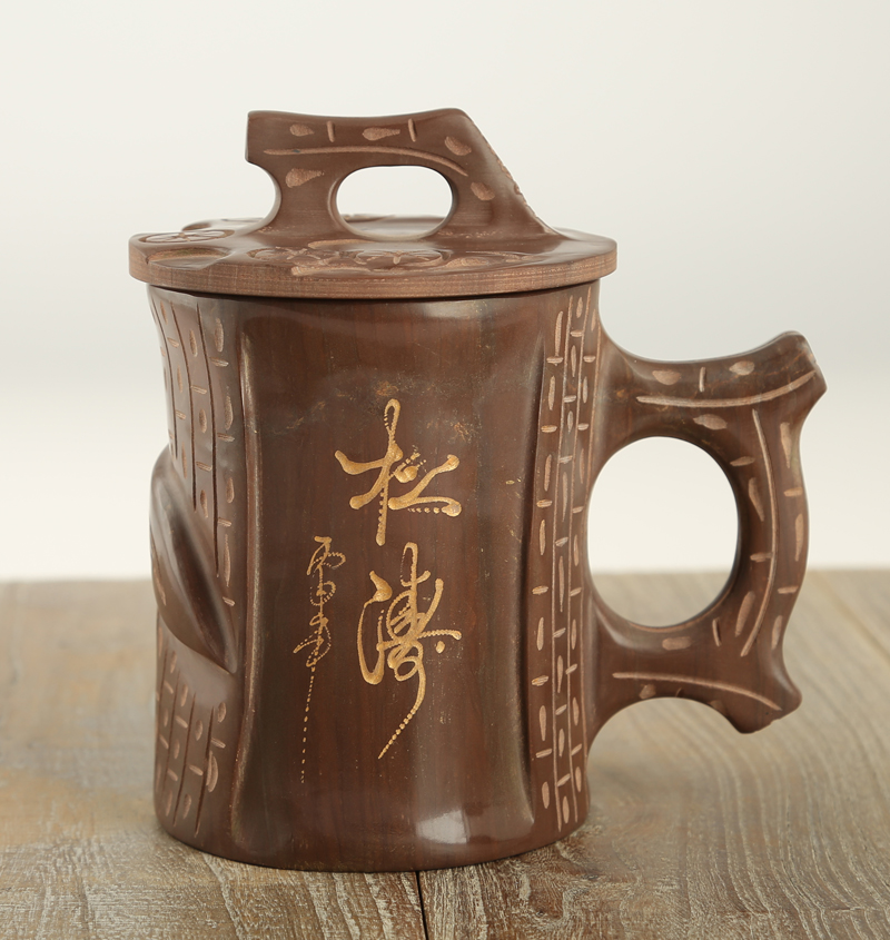 木鱼石茶杯 水杯男士用 礼品杯子 中秋送礼亲友父亲