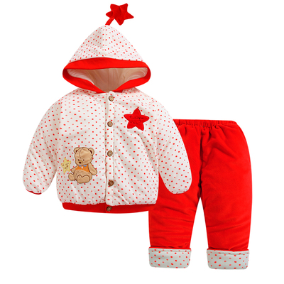 英氏男童保暖外套婴儿衣服男宝宝夹棉加厚棉服