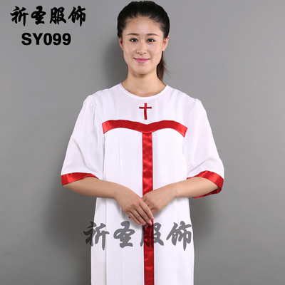 热卖基督教服装夏季半袖圣衣教会短袖圣诗服圣袍诗班唱诗服圣薄纱