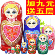 5412 包邮 益智玩具椴木风干手绘手工品礼物 俄罗斯套娃10层进口正品