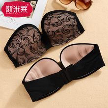 胸贴婚纱抹胸夏季 无肩带隐形文胸聚拢防滑无带内衣女半杯胸罩薄款
