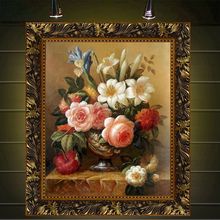油画欧式客厅牡丹花卉梵高人物新古典纯手绘餐厅卧室玄关挂画壁画