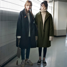 中长款 学生茧型反季呢子大衣 毛呢外套女冬季韩国冬装 韩版 2017新款