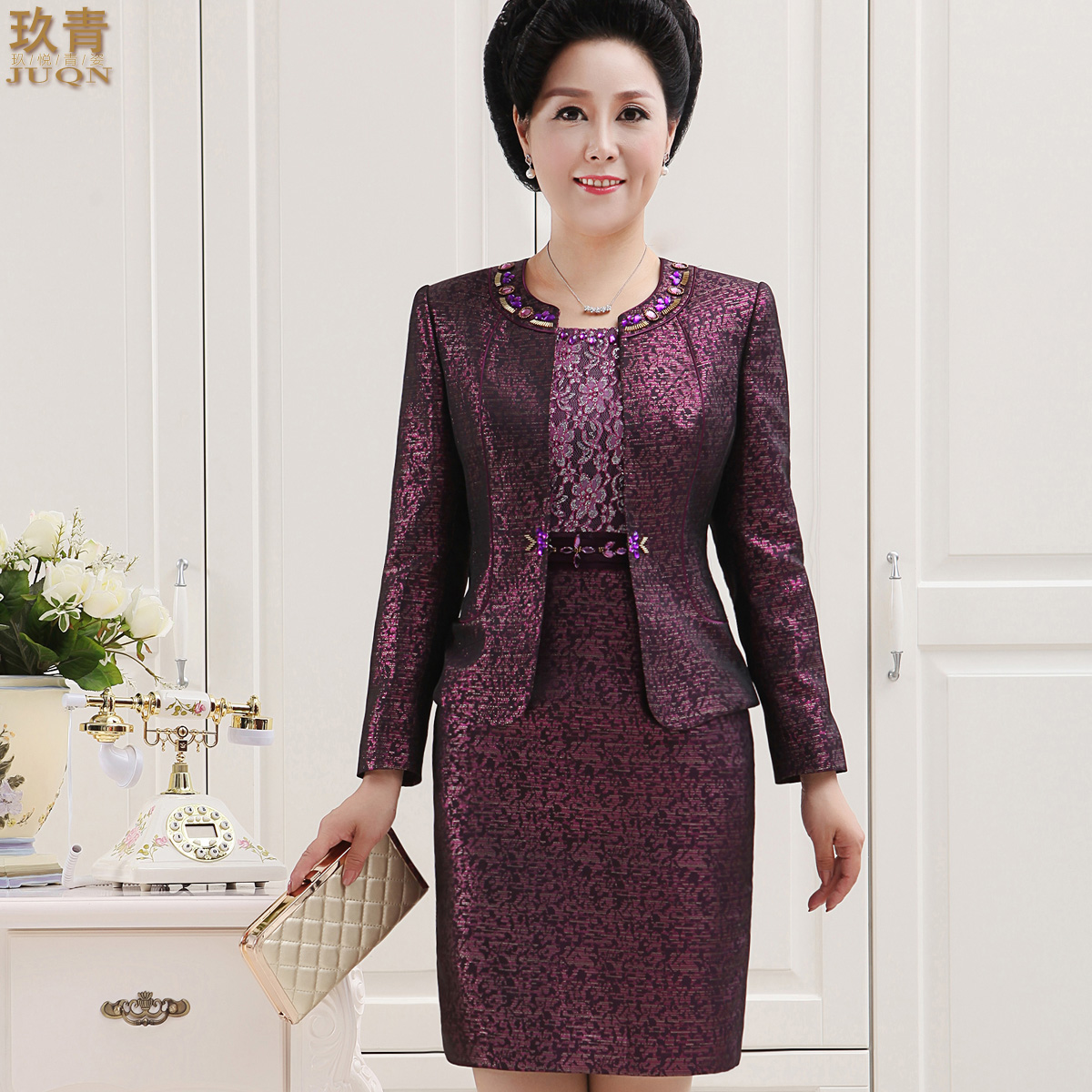 婚礼妈妈装春秋婚宴妈妈礼服2017新款结婚婆