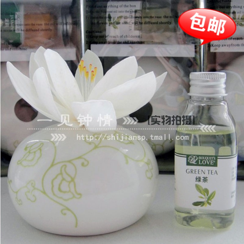 无火香薰精油陶瓷香薰花礼盒套装藤条植物香薰花通草荷花香薰包邮