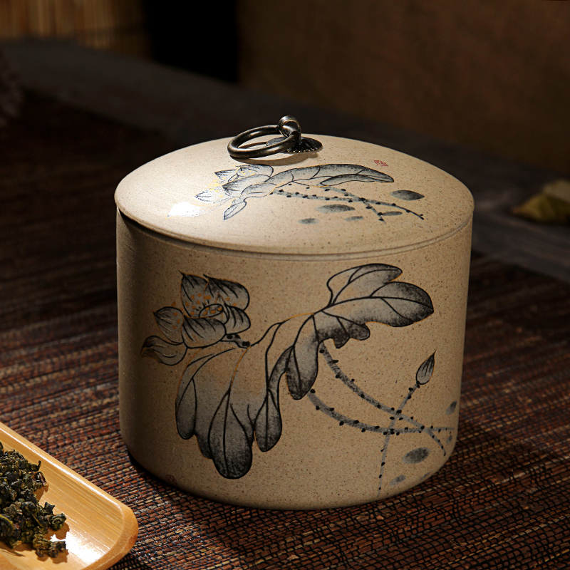 【天天特价】老岩泥茶叶罐 陶瓷大号储物罐密封罐粗陶普洱茶叶罐