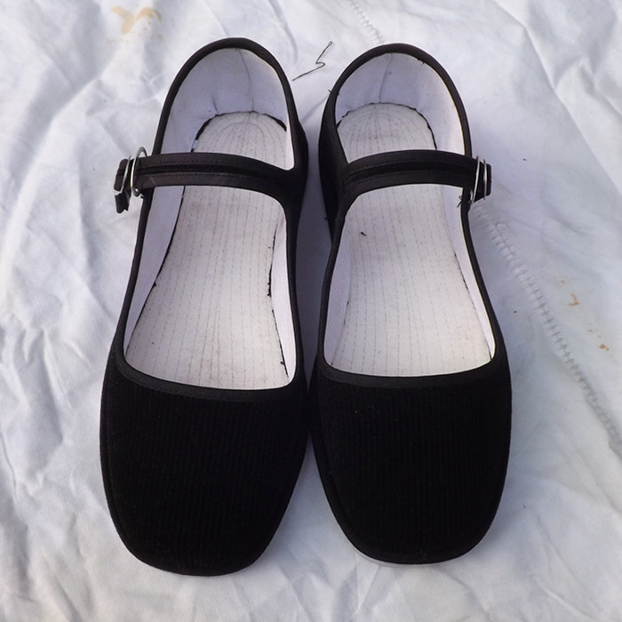 上海双鸥塑底一带布鞋女款平底单鞋大码女鞋41-45/黑白两色