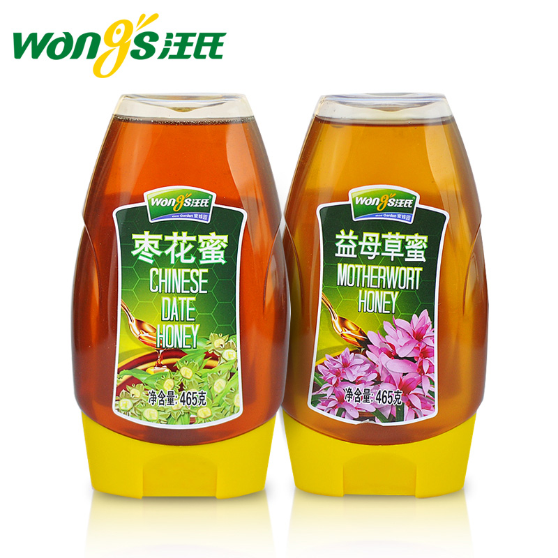 汪氏蜂蜜旗舰店天然农家土蜂蜜 枣花蜜益母草蜜两瓶组合装