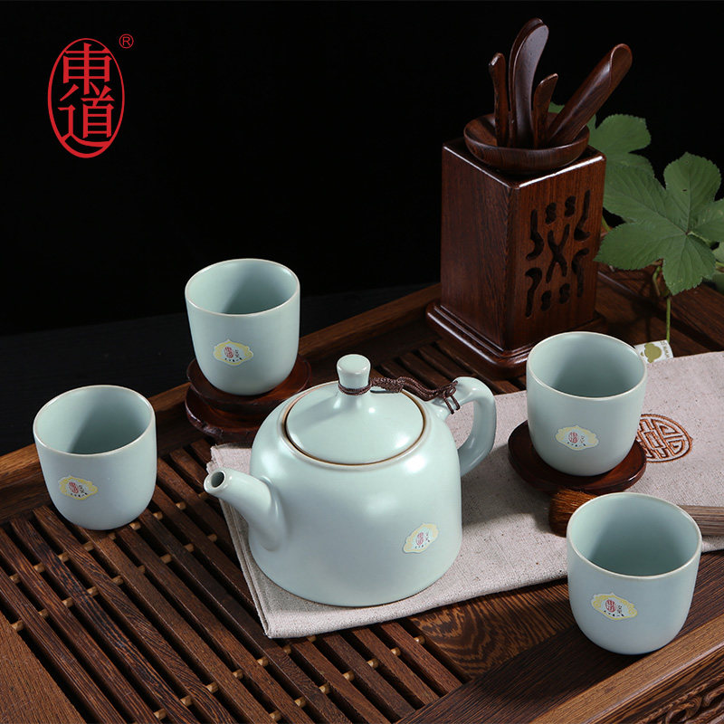东道汝窑功夫茶具 景德镇开片陶瓷整套套装 恒福文人雅趣