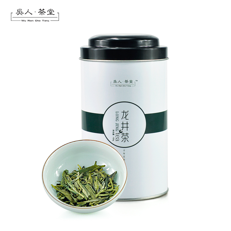 吴人茶堂茶叶 青罐 明前一级绿茶龙井 100g/罐