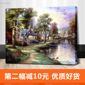饰画 风景花卉动漫人物手绘油彩数字装 diy油画数字卧室 两幅减10