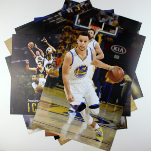 nba篮球球星勇士队 斯蒂芬·库里8张装大海报 贴纸壁画墙贴