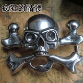 古银扣头纯银皮带扣复古腰带扣泰银平滑扣骷髅头裤带扣实用皮带头