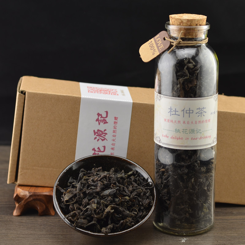 正品杜仲叶茶野生特级杜仲茶拉丝杜仲叶包邮60g瓶装