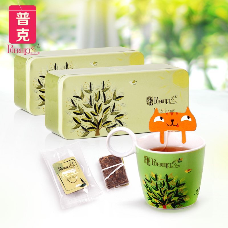 普克普洱茶 纯生普洱铁盒组合装50gX2盒 云南普洱茶 生茶